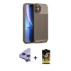 MARSİLYAN™- iPhone 11 Kılıf Eksen Form Prime - Siyah Buffer Cam Ekran Koruyucu + Raze Metal Kamera Lens - MR