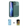 MARSİLYAN™- iPhone 11 Kılıf Eksen Form Prime - Siyah Buffer Cam Ekran Koruyucu + Neon Fosforlu Kamera Lens - MI