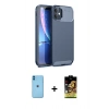 MARSİLYAN™- iPhone 11 Kılıf Eksen Form Prime - Siyah Buffer Cam Ekran Koruyucu + Neon Fosforlu Kamera Lens - MI