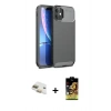 MARSİLYAN™- iPhone 11 Kılıf Eksen Form Prime - Siyah Buffer Cam Ekran Koruyucu + Pers Alüminyum Kamera Lens - GD