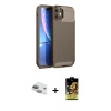 MARSİLYAN™- iPhone 11 Kılıf Eksen Form Prime - Siyah Buffer Cam Ekran Koruyucu + Pers Alüminyum Kamera Lens - YL