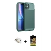 MARSİLYAN™- iPhone 11 Kılıf Eksen Form Prime - Siyah Buffer Cam Ekran Koruyucu + Pers Alüminyum Kamera Lens - GD