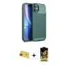 MARSİLYAN™- iPhone 11 Kılıf Eksen Form Prime - Siyah Buffer Cam Ekran Koruyucu + Rainbow Kamera Lens Koruma Cam - KI