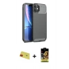 MARSİLYAN™- iPhone 11 Kılıf Eksen Form Prime - Siyah Buffer Cam Ekran Koruyucu + Rainbow Kamera Lens Koruma Cam - KI