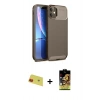 MARSİLYAN™- iPhone 11 Kılıf Eksen Form Prime - Siyah Buffer Cam Ekran Koruyucu + Rainbow Kamera Lens Koruma Cam - KI