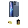 MARSİLYAN™- iPhone 11 Kılıf Eksen Form Prime - Siyah Buffer Cam Ekran Koruyucu + Rainbow Kamera Lens Koruma Cam - KI
