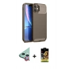MARSİLYAN™- iPhone 11 Kılıf Eksen Form Prime - Siyah Buffer Cam Ekran Koruyucu + Raze Metal Kamera Lens - KI