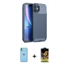 MARSİLYAN™- iPhone 11 Kılıf Eksen Form Prime - Siyah Buffer Cam Ekran Koruyucu + Yeşil Neon Fosforlu Kamera Lens