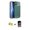 MARSİLYAN™- iPhone 11 Kılıf Eksen Form Prime - Siyah Buffer Hayalet Cam Ekran Koruyucu + Rainbow Kamera Lens Koruma Cam - KI
