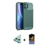 MARSİLYAN™- iPhone 11 Kılıf Eksen Form Prime - Siyah Buffer Hayalet Cam Ekran Koruyucu + Raze Metal Kamera Lens - MI