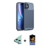 MARSİLYAN™- iPhone 11 Kılıf Eksen Form Prime - Siyah Buffer Hayalet Cam Ekran Koruyucu + Raze Metal Kamera Lens - MI