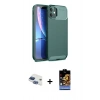 MARSİLYAN™- iPhone 11 Kılıf Eksen Form Prime - Siyah Buffer Hayalet Cam Ekran Koruyucu + Pers Alüminyum Kamera Lens - LT