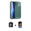 MARSİLYAN™- iPhone 11 Kılıf Eksen Form Prime - Siyah Buffer Hayalet Cam Ekran Koruyucu + PVD Metal Kamera Lens - MI