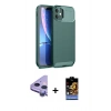 MARSİLYAN™- iPhone 11 Kılıf Eksen Form Prime - Siyah Buffer Hayalet Cam Ekran Koruyucu + Raze Metal Kamera Lens - MR