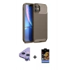 MARSİLYAN™- iPhone 11 Kılıf Eksen Form Prime - Siyah Buffer Hayalet Cam Ekran Koruyucu + Raze Metal Kamera Lens - MR