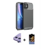 MARSİLYAN™- iPhone 11 Kılıf Eksen Form Prime - Siyah Buffer Hayalet Cam Ekran Koruyucu + Raze Metal Kamera Lens - MR