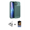 MARSİLYAN™- iPhone 11 Kılıf Eksen Form Prime - Siyah Buffer Hayalet Cam Ekran Koruyucu + Raze Metal Kamera Lens - GS