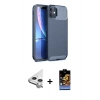 MARSİLYAN™- iPhone 11 Kılıf Eksen Form Prime - Siyah Buffer Hayalet Cam Ekran Koruyucu + Raze Metal Kamera Lens - GS