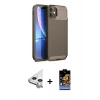MARSİLYAN™- iPhone 11 Kılıf Eksen Form Prime - Siyah Buffer Hayalet Cam Ekran Koruyucu + Raze Metal Kamera Lens - GS