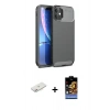 MARSİLYAN™- iPhone 11 Kılıf Eksen Form Prime - Siyah Buffer Hayalet Cam Ekran Koruyucu + Renkli Kamera Lens Koruma Cam - PE