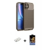 MARSİLYAN™- iPhone 11 Kılıf Eksen Form Prime - Siyah Buffer Hayalet Cam Ekran Koruyucu + Renkli Kamera Lens Koruma Cam - PE
