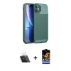 MARSİLYAN™- iPhone 11 Kılıf Eksen Form Prime - Siyah Buffer Hayalet Cam Ekran Koruyucu + Şeffaf Kamera Lens Koruma Cam