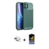 MARSİLYAN™- iPhone 11 Kılıf Eksen Form Prime - Siyah Buffer Hayalet Cam Ekran Koruyucu + Yeşil Pers Alüminyum Kamera Lens