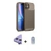 MARSİLYAN™- iPhone 11 Kılıf Eksen Form Prime - Siyah Joko Magic 5D Cam + Mor Raze Metal Kamera Lens