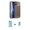 MARSİLYAN™- iPhone 11 Kılıf Eksen Form Prime - Siyah Joko Magic 5D Cam + Neon Fosforlu Kamera Lens - MI