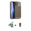 MARSİLYAN™- iPhone 11 Kılıf Eksen Form Prime - Siyah Joko Magic 5D Hayalet Cam + Kırmızı Raze Metal Kamera Lens