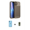 MARSİLYAN™- iPhone 11 Kılıf Eksen Form Prime - Siyah Joko Magic 5D Hayalet Cam + Mavi Neon Fosforlu Kamera Lens