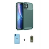 MARSİLYAN™- iPhone 11 Kılıf Eksen Form Prime - Siyah Joko Magic 5D Hayalet Cam + Mavi Neon Fosforlu Kamera Lens
