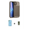 MARSİLYAN™- iPhone 11 Kılıf Eksen Form Prime - Siyah Joko Magic 5D Hayalet Cam + Neon Fosforlu Kamera Lens - YL