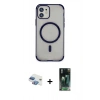 MARSİLYAN™- iPhone 11 Kılıf Eksen Klasik Koleksiyonu - Şeffaf 360 Full Body Arka Koruyucu + Pers Alüminyum Kamera Lens - GI