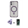 MARSİLYAN™- iPhone 11 Kılıf Eksen Klasik Koleksiyonu - Şeffaf 360 Full Body Arka Koruyucu + Raze Metal Kamera Lens - MR