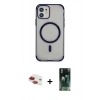 MARSİLYAN™- iPhone 11 Kılıf Eksen Klasik Koleksiyonu - Şeffaf 360 Full Body Arka Koruyucu + Pers Alüminyum Kamera Lens - KI