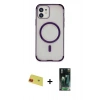 MARSİLYAN™- iPhone 11 Kılıf Eksen Klasik Koleksiyonu - Şeffaf 360 Full Body Arka Koruyucu + Rainbow Kamera Lens Koruma Cam - KI