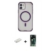 MARSİLYAN™- iPhone 11 Kılıf Eksen Klasik Koleksiyonu - Şeffaf 360 Full Body Arka Koruyucu + Renkli Kamera Lens Koruma Cam - YL