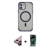 MARSİLYAN™- iPhone 11 Kılıf Eksen Klasik Koleksiyonu - Şeffaf 360 Full Body Arka Koruyucu + Raze Metal Kamera Lens - SH
