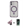 MARSİLYAN™- iPhone 11 Kılıf Eksen Klasik Koleksiyonu - Şeffaf 360 Full Body Arka Koruyucu + Raze Metal Kamera Lens - SH