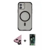 MARSİLYAN™- iPhone 11 Kılıf Eksen Klasik Koleksiyonu - Şeffaf 360 Full Body Arka Koruyucu + Raze Metal Kamera Lens - SH