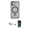 MARSİLYAN™- iPhone 11 Kılıf Eksen Klasik Koleksiyonu - Şeffaf 360 Full Body Arka Koruyucu + Pers Alüminyum Kamera Lens - YL