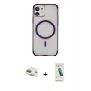 MARSİLYAN™- iPhone 11 Kılıf Eksen Klasik Koleksiyonu - Şeffaf Pasifik Cam Ekran Koruyucu + Pers Alüminyum Kamera Lens - GD
