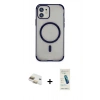 MARSİLYAN™- iPhone 11 Kılıf Eksen Klasik Koleksiyonu - Şeffaf Pasifik Cam Ekran Koruyucu + Pers Alüminyum Kamera Lens - GD