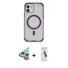 MARSİLYAN™- iPhone 11 Kılıf Eksen Klasik Koleksiyonu - Şeffaf Pasifik Cam Ekran Koruyucu + Raze Metal Kamera Lens - KI