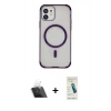 MARSİLYAN™- iPhone 11 Kılıf Eksen Klasik Koleksiyonu - Şeffaf Pasifik Cam Ekran Koruyucu + Kamera Lens Koruma Cam - SF