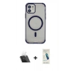 MARSİLYAN™- iPhone 11 Kılıf Eksen Klasik Koleksiyonu - Şeffaf Pasifik Cam Ekran Koruyucu + Kamera Lens Koruma Cam - SF