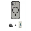 MARSİLYAN™- iPhone 11 Kılıf Eksen Klasik Koleksiyonu - Şeffaf Pasifik Cam Ekran Koruyucu + Kamera Lens Koruma Cam - SF