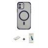 MARSİLYAN™- iPhone 11 Kılıf Eksen Klasik Koleksiyonu - Şeffaf Pasifik Cam Ekran Koruyucu + Renkli Kamera Lens Koruma Cam - TU