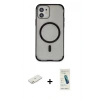 MARSİLYAN™- iPhone 11 Kılıf Eksen Klasik Koleksiyonu - Şeffaf Pasifik Cam Ekran Koruyucu + Renkli Kamera Lens Koruma Cam - TU